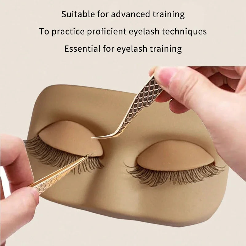 Mini Lash Practice Eyelash Replacement  Training Head Flat Model With Removable  Eyelids With False Eyelashes Head Extension