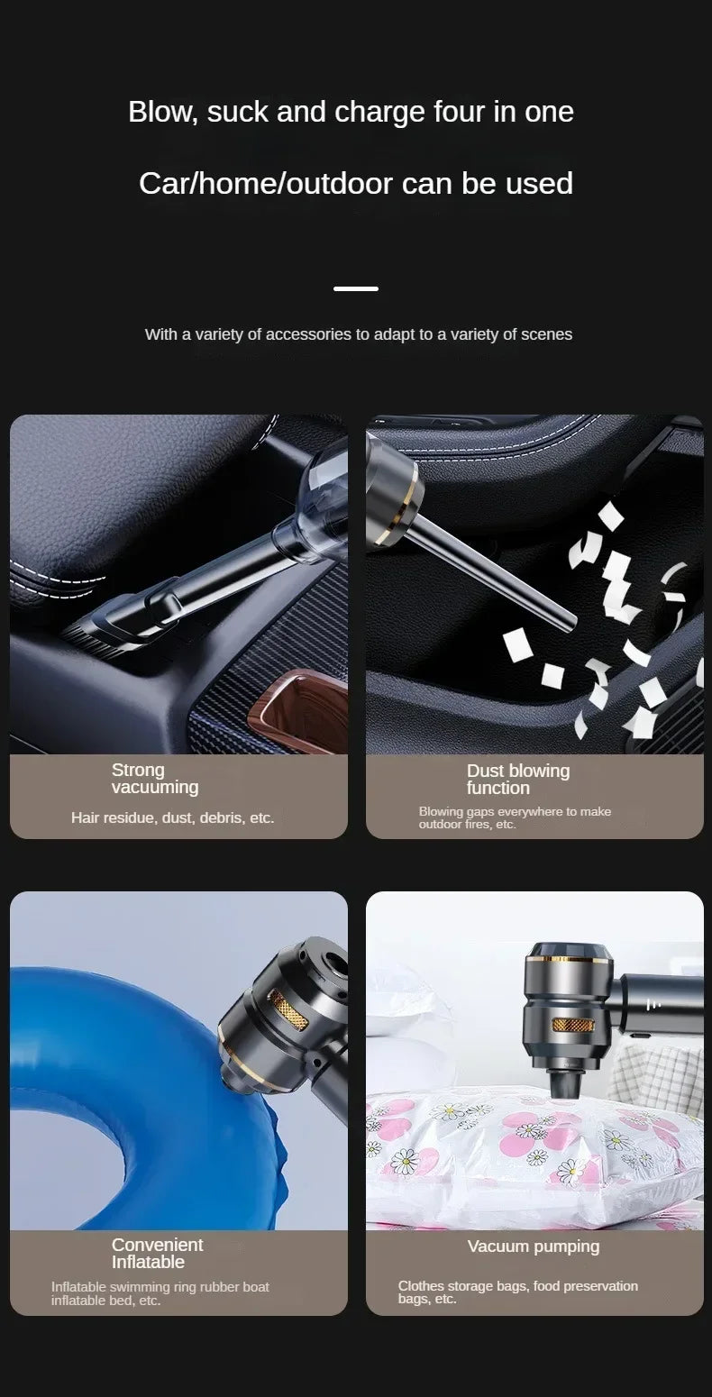 Mini Car Vacuum Cleaner Strong Scution Cordless 998000PA Powerful Wireless Car Cleaner HandHeld Portable Vacuum Cleaner for Car