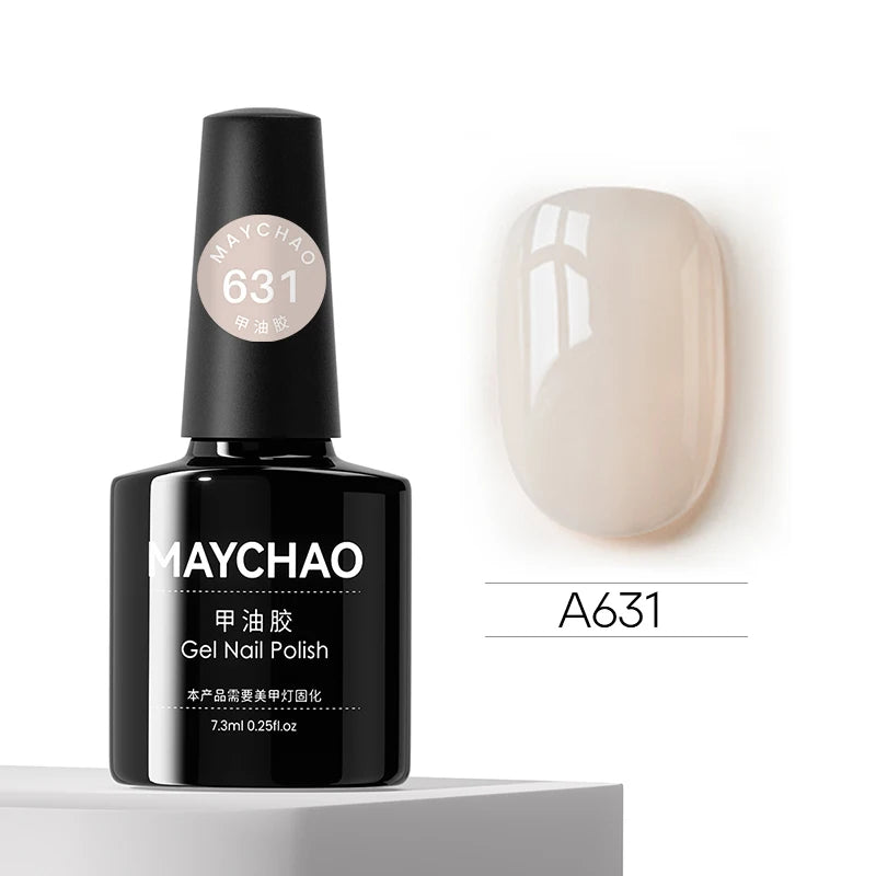 MAYCHAO Transparent Nude Jelly Gel Nail Polish Semi Permanent 7.3ml Top Coat Soak Off UV LED Varnish Nail Art Design Base Gel