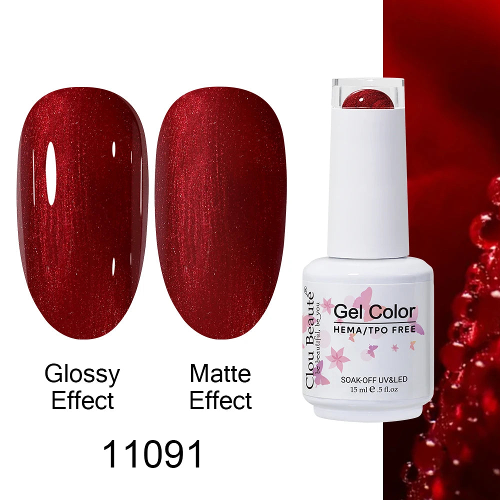Clou Beaute 15ml HEMA TPO FREE Color Gel Nail Polish Nude Pink Red Green Collection Nail Gel Polish Glitter Soak Off UV LED Gel
