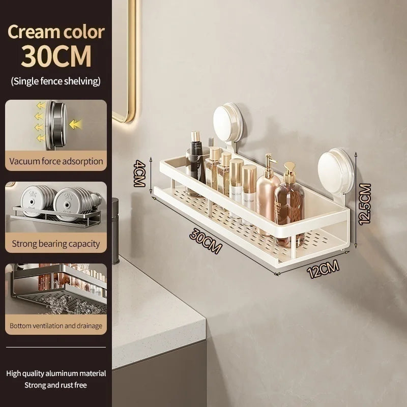 No Drill Suction Cup Adhesive Bathroom Rack Bathroom Shelf Toilet Aluminum Hanging Rack Bathroom Organizer Hang On The Wall