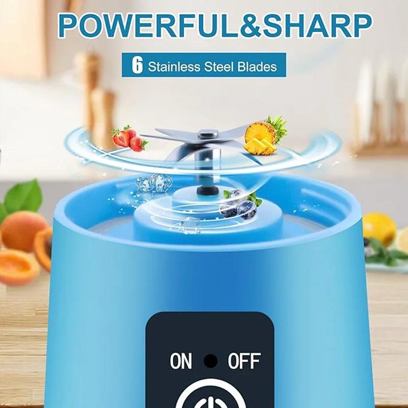Portable Blender Electric Juicer Stainless Steel Blade 380ml Mini Juice Cup Smoothie Juice Blender Suitable for Commuting