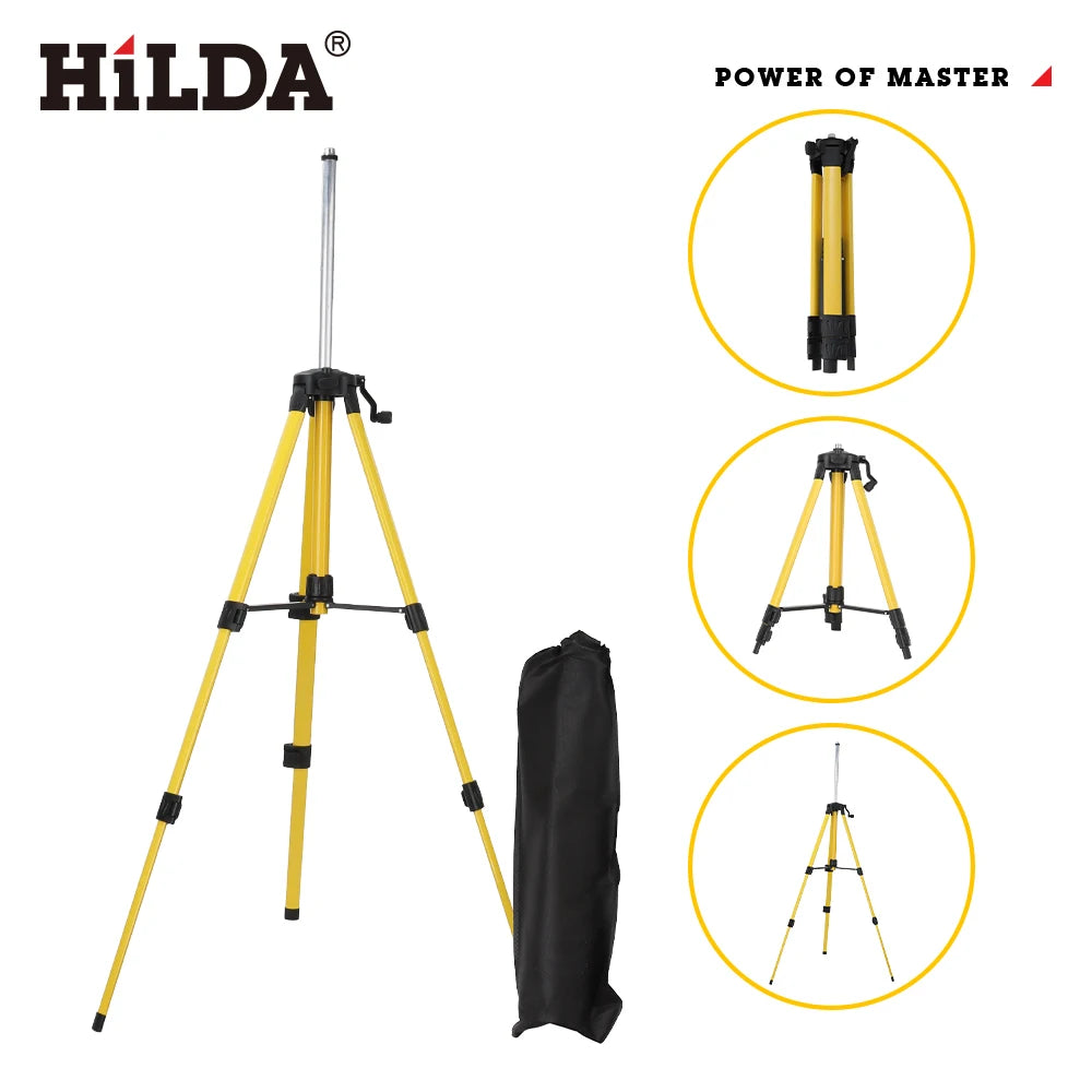 HILDA Laser Level Tripod 1.2M/1.5M 5/8 Inch Adjustable Height Thick Ferroalloy Tripod Laser Level Stand Base for Self Leveling