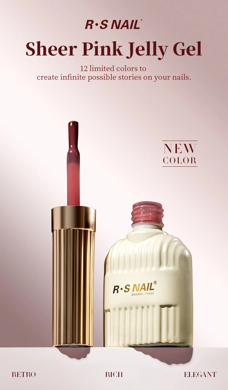 RS NAIL Jelly Transparent Gel Nail Polish 10g Summer Nude Pink Gel Polish Semi Permanent Soak Off UV LED Varnish Jade Nail Gel