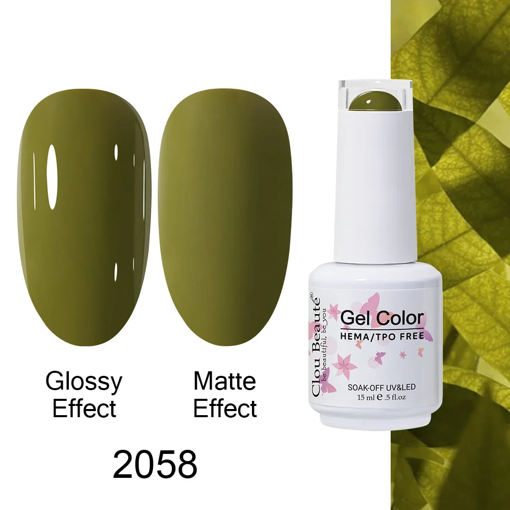 Clou Beaute 15ml HEMA TPO FREE Color Gel Nail Polish Nude Pink Red Green Collection Nail Gel Polish Glitter Soak Off UV LED Gel