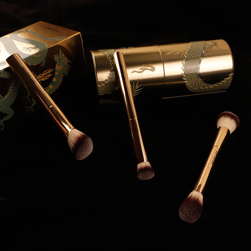 3pcs/set Hourglass Makeup brushes Powder Foundation Blush Concealer Make up brush with Dragon cosmetic bucket Storage box