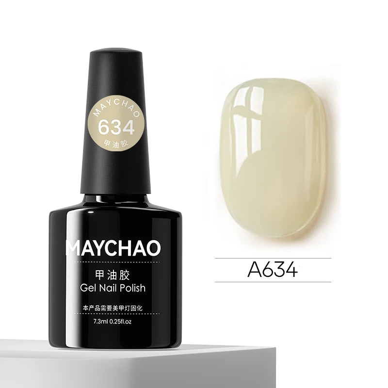 MAYCHAO Transparent Nude Jelly Gel Nail Polish Semi Permanent 7.3ml Top Coat Soak Off UV LED Varnish Nail Art Design Base Gel