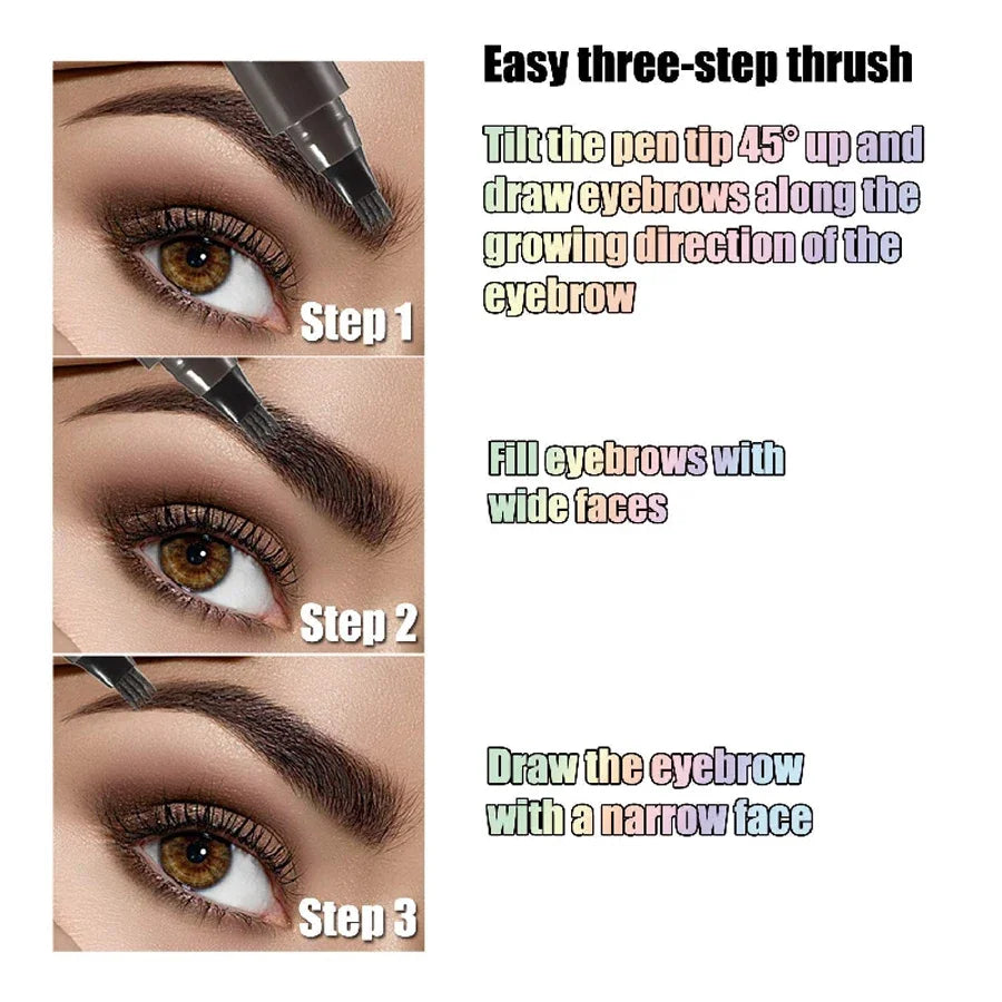 Microblading Eyebrow Pencils with 4 Split Head Waterproof 5 Colors Eyebrow Pens Natural Looking Brows Makeup for Women Cosmetics