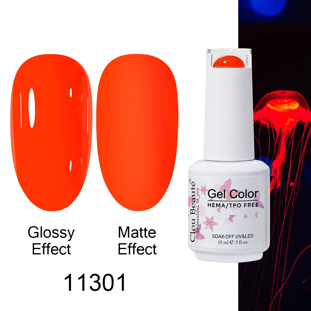 Clou Beaute 15ml HEMA TPO FREE Color Gel Nail Polish Nude Pink Red Green Collection Nail Gel Polish Glitter Soak Off UV LED Gel