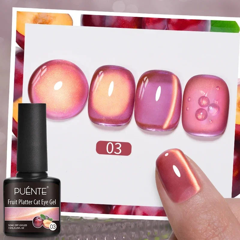 PUENTE 7.5ML Smooth Ceramics Cat Magnetic Gel Nail Polish White Moonlight Shades Cat Eye Soak Off UV Nail Art Varnish Manicure
