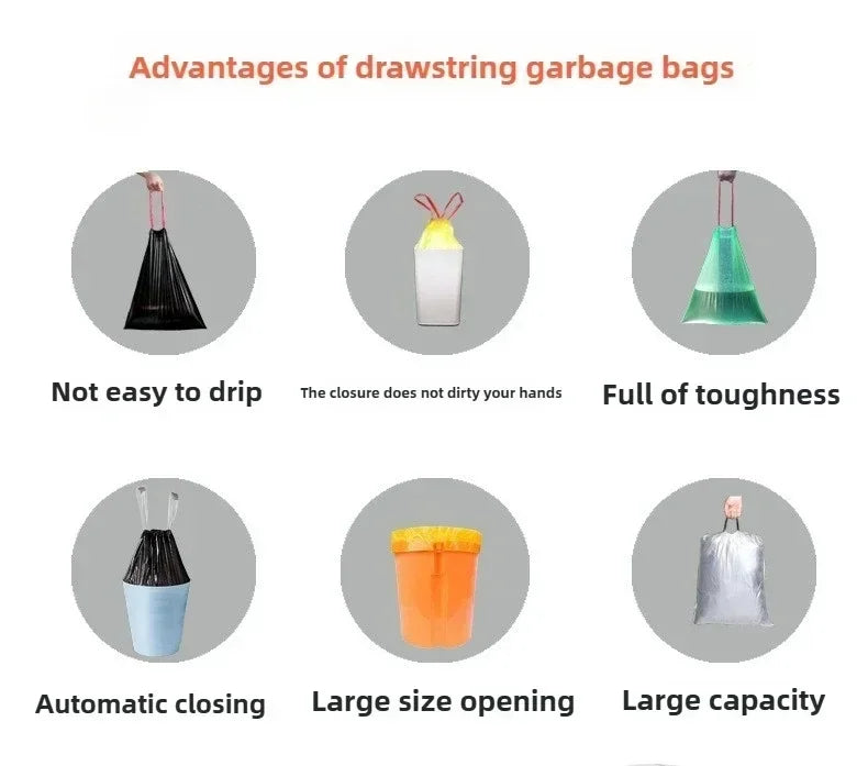 Drawstring Trash Bags with Handles-Thickened Fragrant Disposable Garbage Bags Cat Litter Bag Collect Feces Pet Cleaning Products
