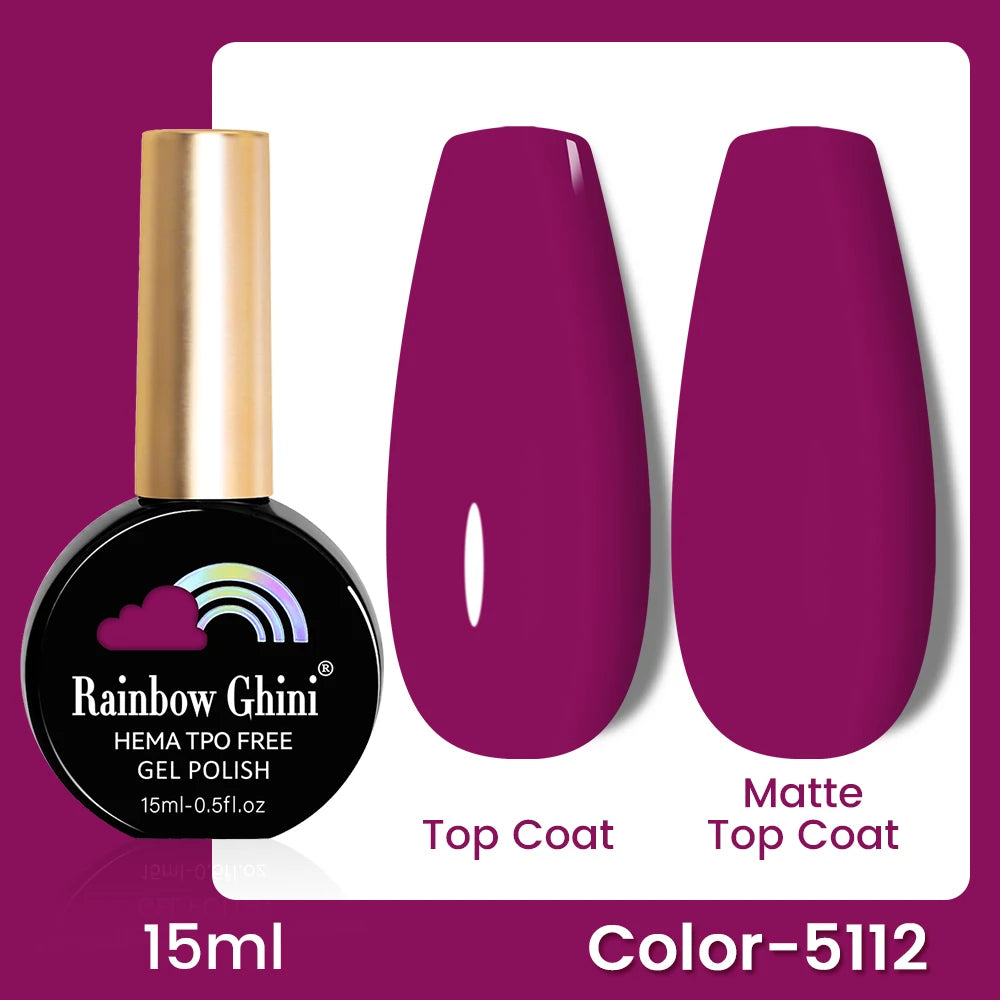 RG 15ML 146Colors HEMA&TPO Free Long Lasting Nail Polish Colorful UV Nail Gel Top Base Coat Supplies For Professional Manicure