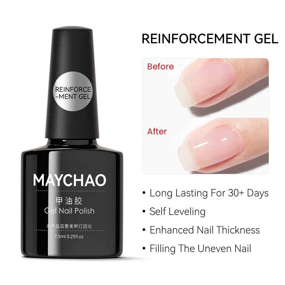 MAYCHAO Transparent Nude Jelly Gel Nail Polish Semi Permanent 7.3ml Top Coat Soak Off UV LED Varnish Nail Art Design Base Gel