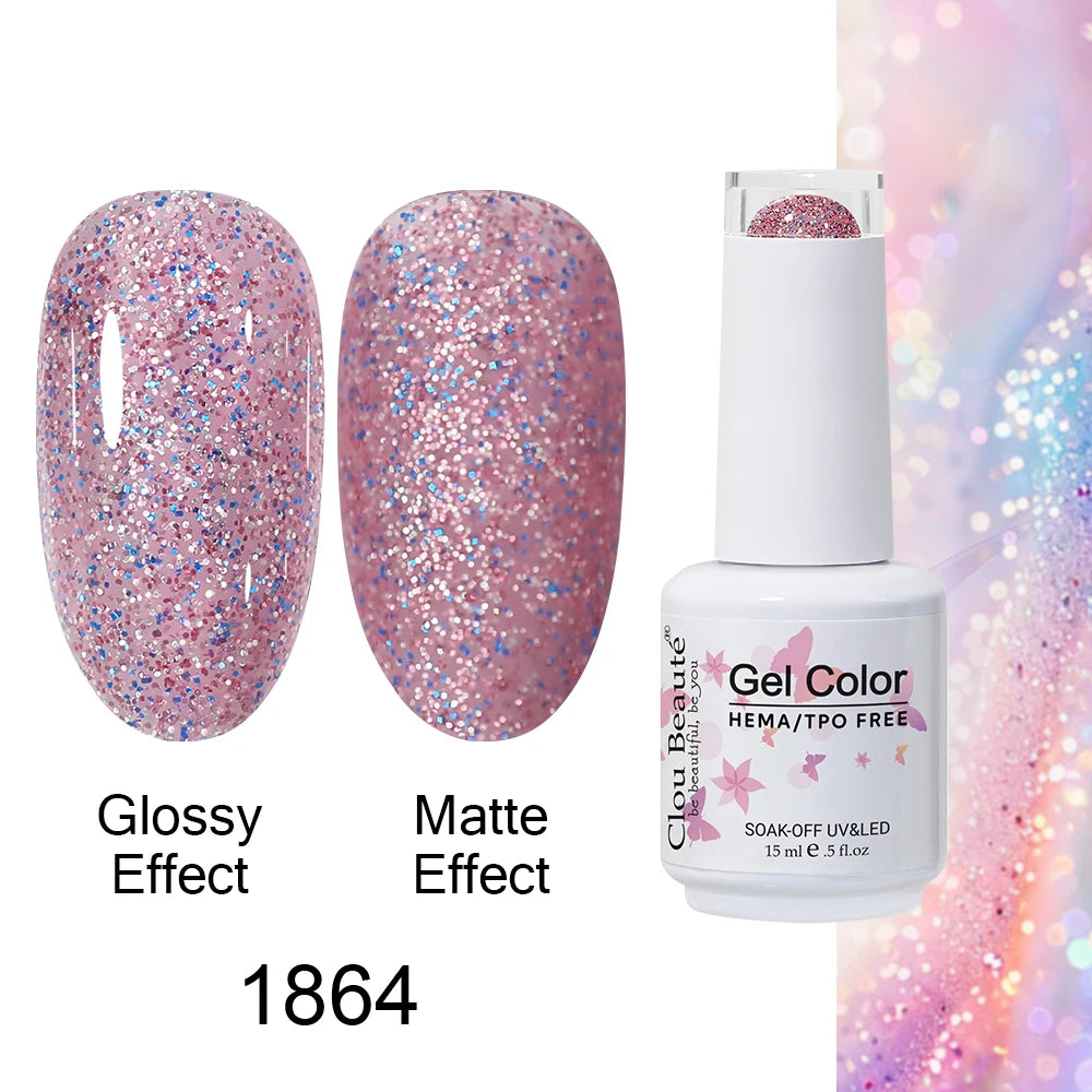 Clou Beaute 15ml HEMA TPO FREE Color Gel Nail Polish Nude Pink Red Green Collection Nail Gel Polish Glitter Soak Off UV LED Gel