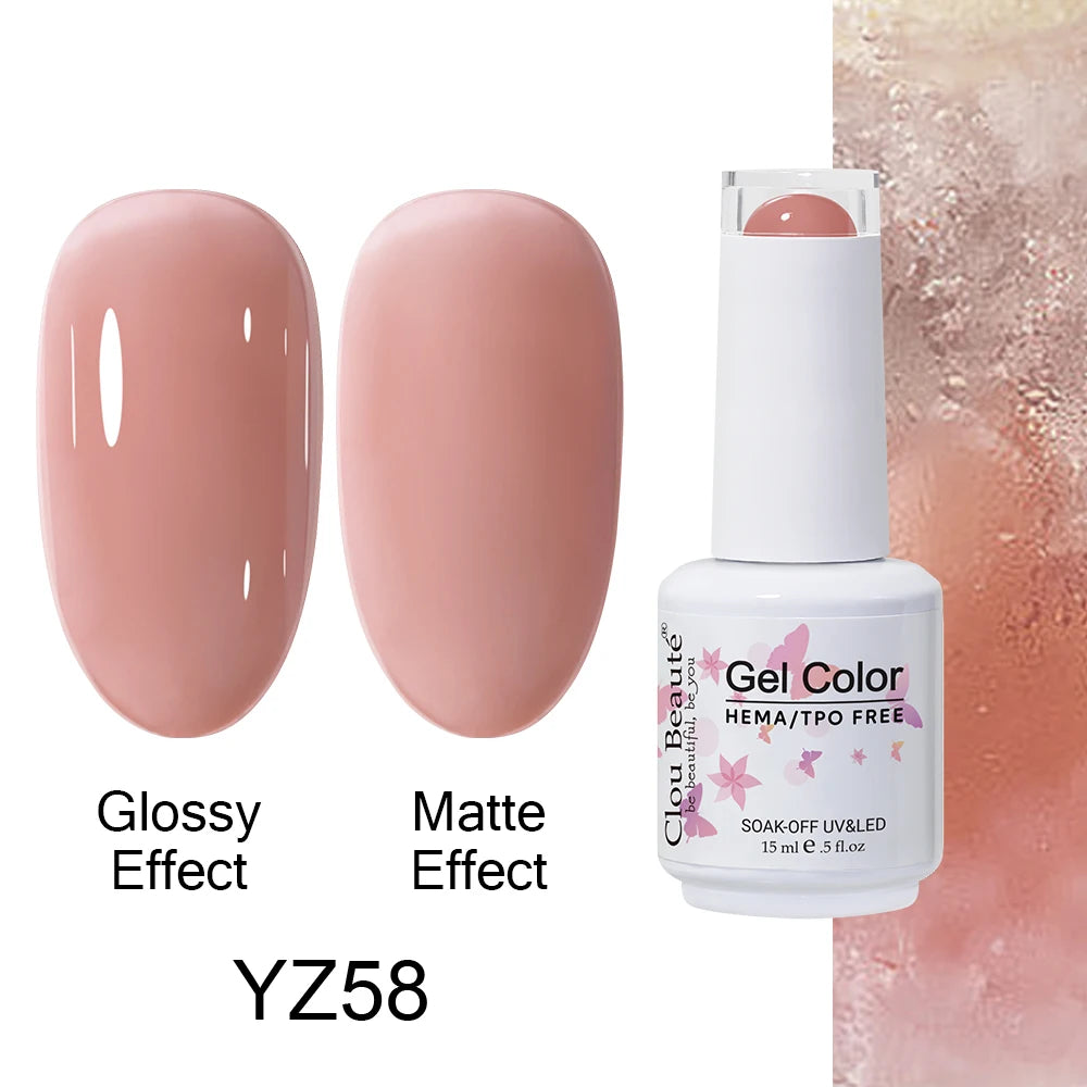 Clou Beaute 15ml HEMA TPO FREE Color Gel Nail Polish Nude Pink Red Green Collection Nail Gel Polish Glitter Soak Off UV LED Gel
