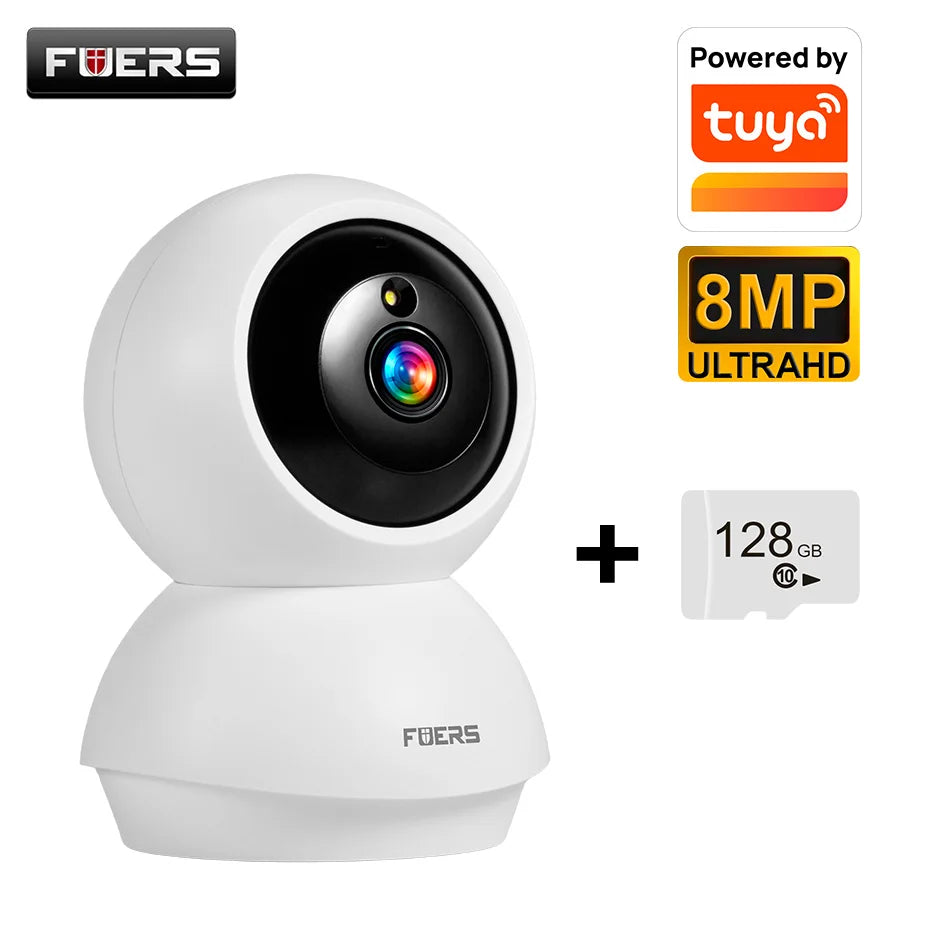 Fuers 4K 8MP IP Camera Indoor WiFi Wireless Surveillance works with Tuya Smart Home APP Auto Tracking CCTV Security Baby Monitor
