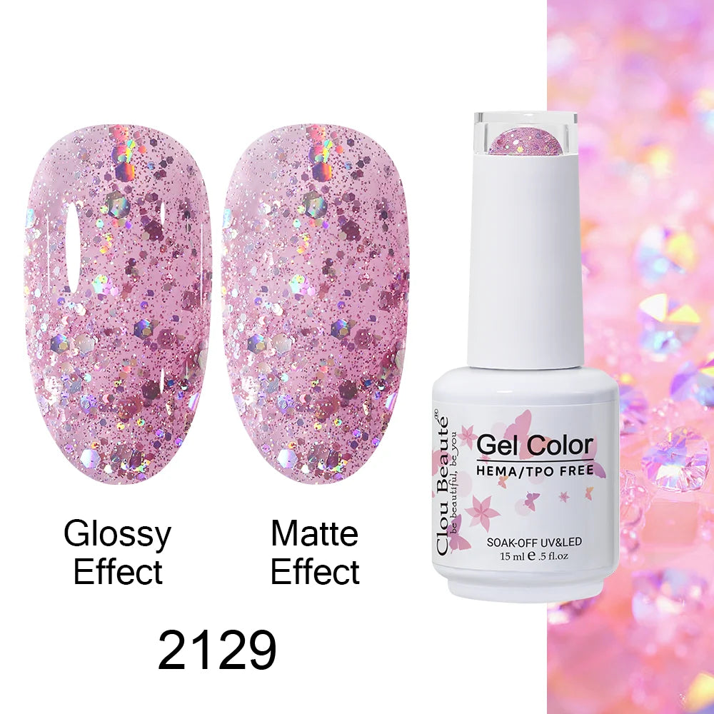 Clou Beaute 15ml HEMA TPO FREE Color Gel Nail Polish Nude Pink Red Green Collection Nail Gel Polish Glitter Soak Off UV LED Gel