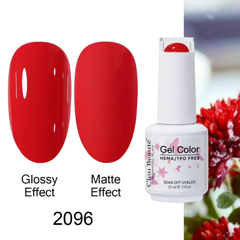 Clou Beaute 15ml HEMA TPO FREE Color Gel Nail Polish Nude Pink Red Green Collection Nail Gel Polish Glitter Soak Off UV LED Gel