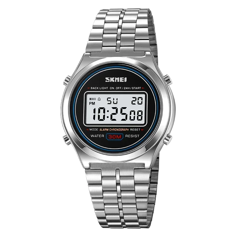 SKMEI 2146 Back Light Display Stopwatch Digital Sport Watches Stainless Steel Men Waterproof Date Alarm Wriswatch reloj hombre