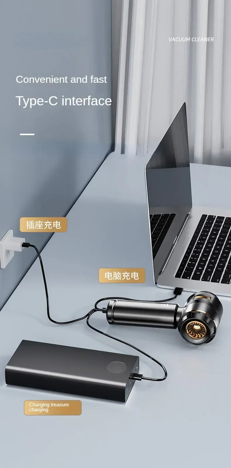 Mini Car Vacuum Cleaner Strong Scution Cordless 998000PA Powerful Wireless Car Cleaner HandHeld Portable Vacuum Cleaner for Car