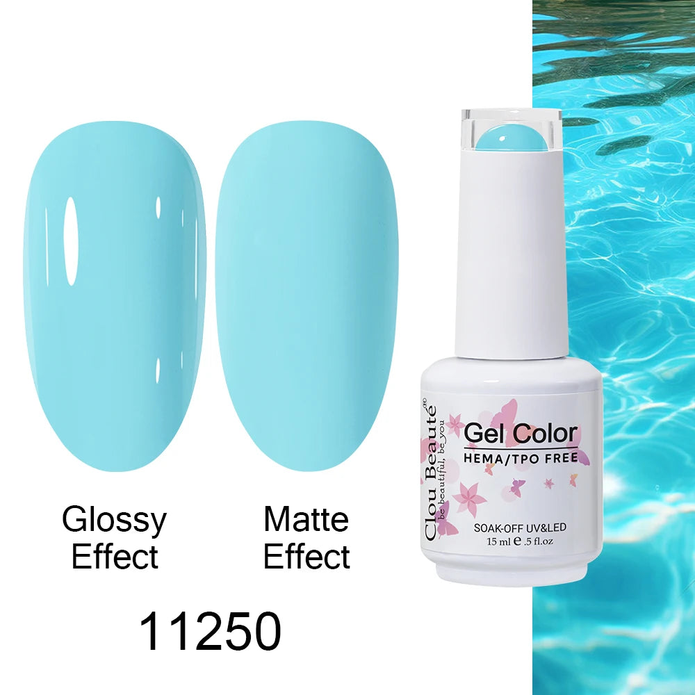 Clou Beaute 15ml HEMA TPO FREE Color Gel Nail Polish Nude Pink Red Green Collection Nail Gel Polish Glitter Soak Off UV LED Gel