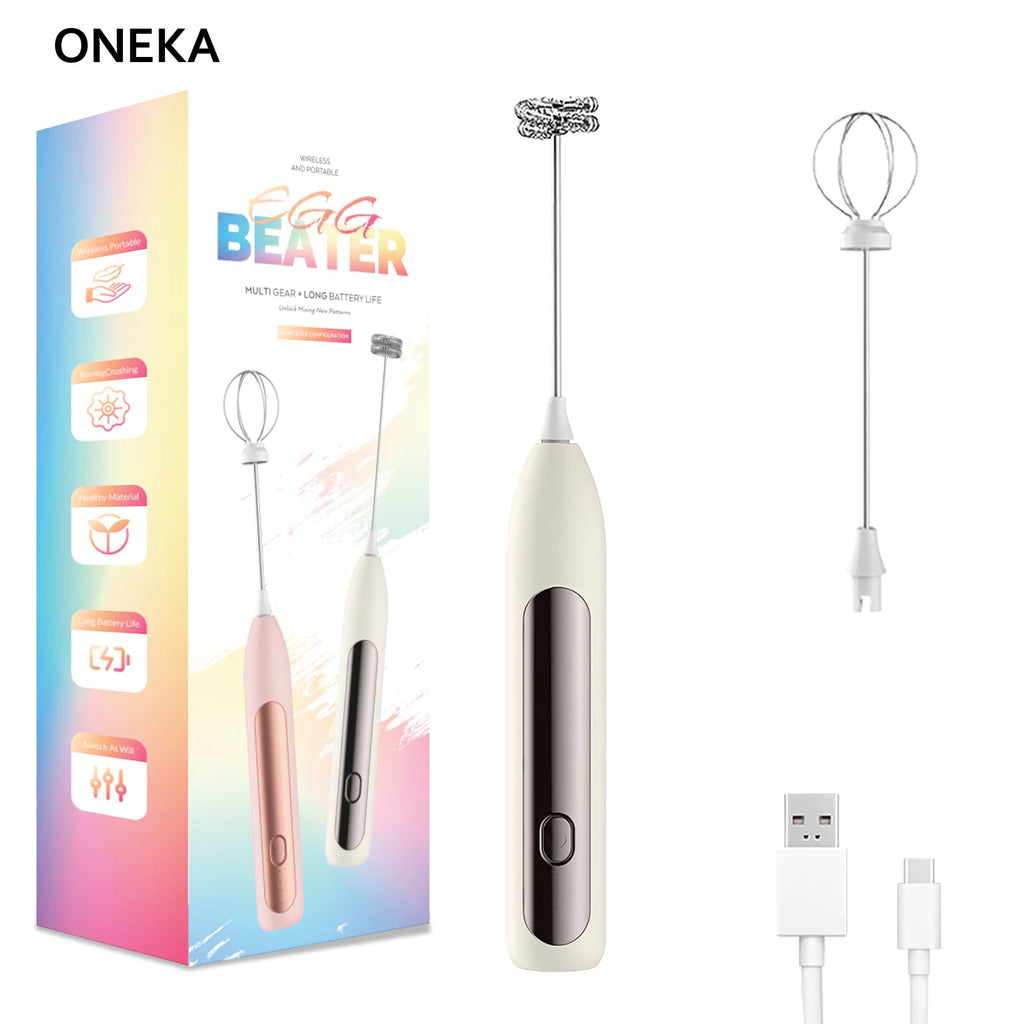 Milk Frother Coffee Frother Handheld Foam Maker Rechargeable Baking Whisk Drink Mixer For Latte Matcha Shake Gift Idea