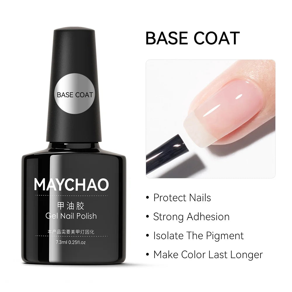 MAYCHAO Transparent Nude Jelly Gel Nail Polish Semi Permanent 7.3ml Top Coat Soak Off UV LED Varnish Nail Art Design Base Gel