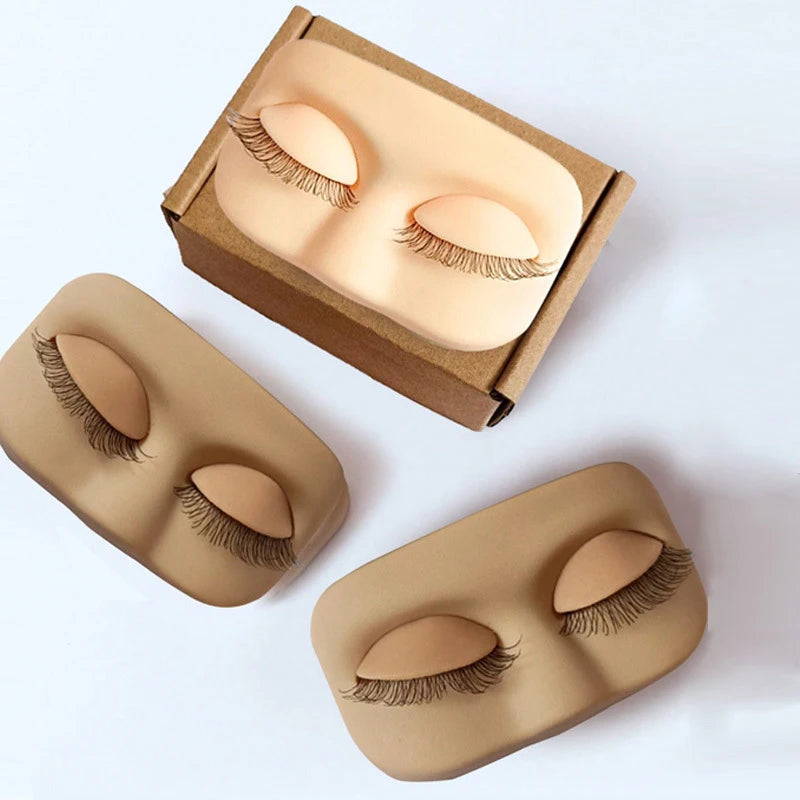Mini Lash Practice Eyelash Replacement  Training Head Flat Model With Removable  Eyelids With False Eyelashes Head Extension