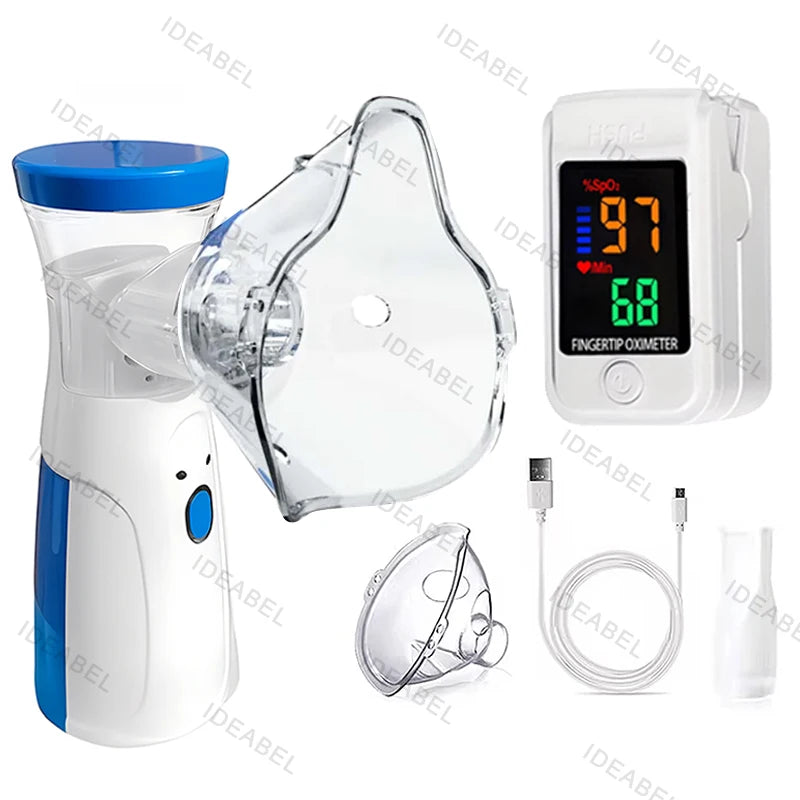 Atomizer Health Care Products Fingertip Pulse Blood Oxygen Portable Nebulizer Mesh Nebulizer Handheld Medical Asthma Inhaler