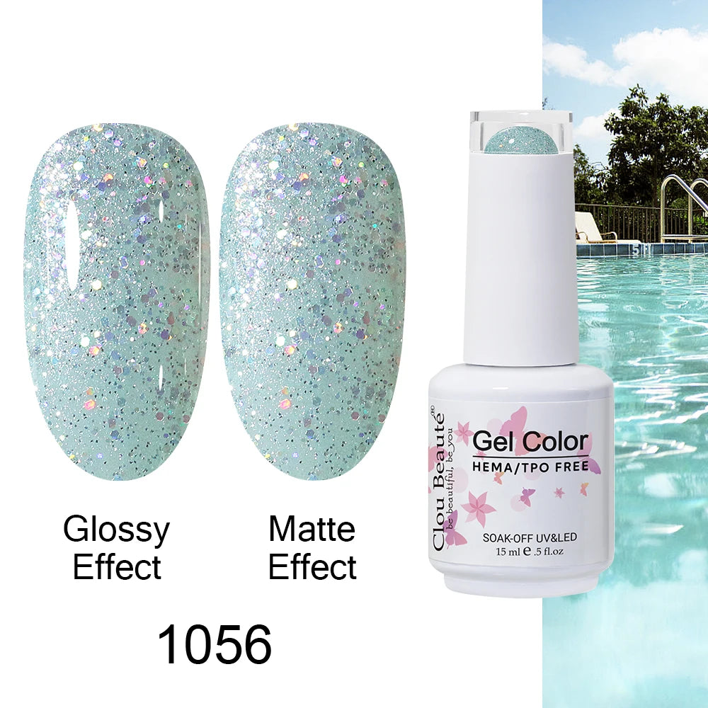 Clou Beaute 15ml HEMA TPO FREE Color Gel Nail Polish Nude Pink Red Green Collection Nail Gel Polish Glitter Soak Off UV LED Gel