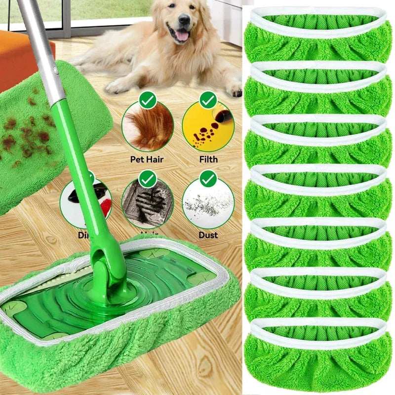 1/3/6pc Microfiber Mop Cloth Dry Cleaning Cloths Household Reusable Microfiber Mop Pads Replacement Washable Rag Towel