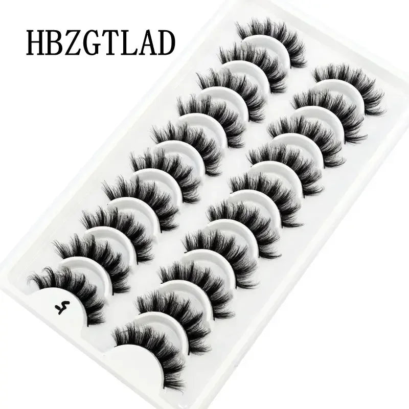 HBZGTLAD Russian Strip Lashes 10 Pairs 3D Mink Lashes Natural Eyelashes Dramatic False Eyelashes Wholesale Eyelash Extension