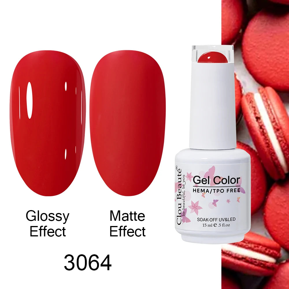 Clou Beaute 15ml HEMA TPO FREE Color Gel Nail Polish Nude Pink Red Green Collection Nail Gel Polish Glitter Soak Off UV LED Gel
