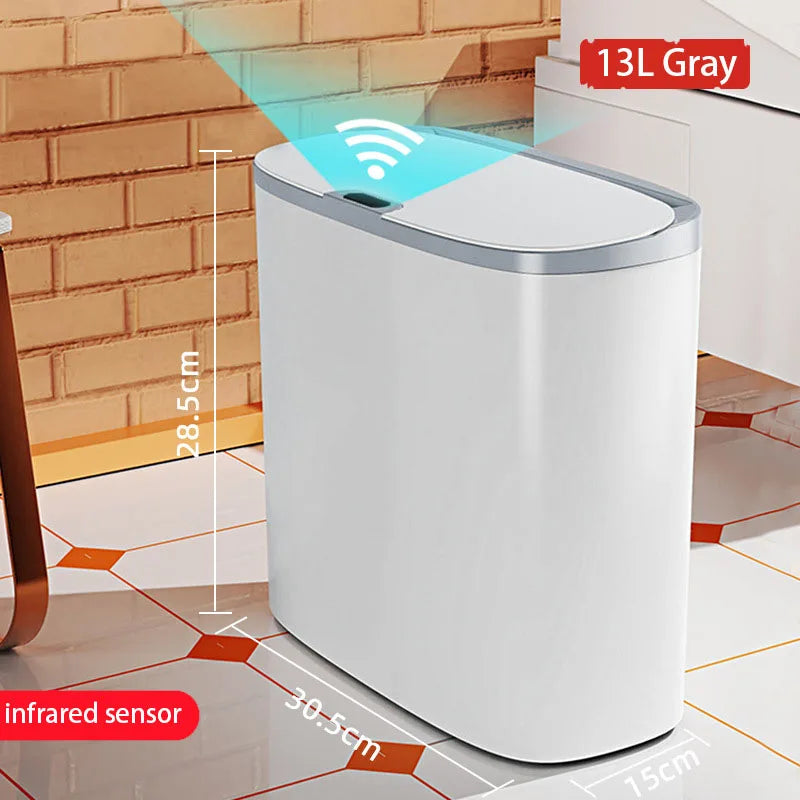 Automatic Bathroom Trash Can with Lid, Touchless Small Trash Can, Motion Sensor Waterproof Slim Garbage Can for Kitchen, Bedroom
