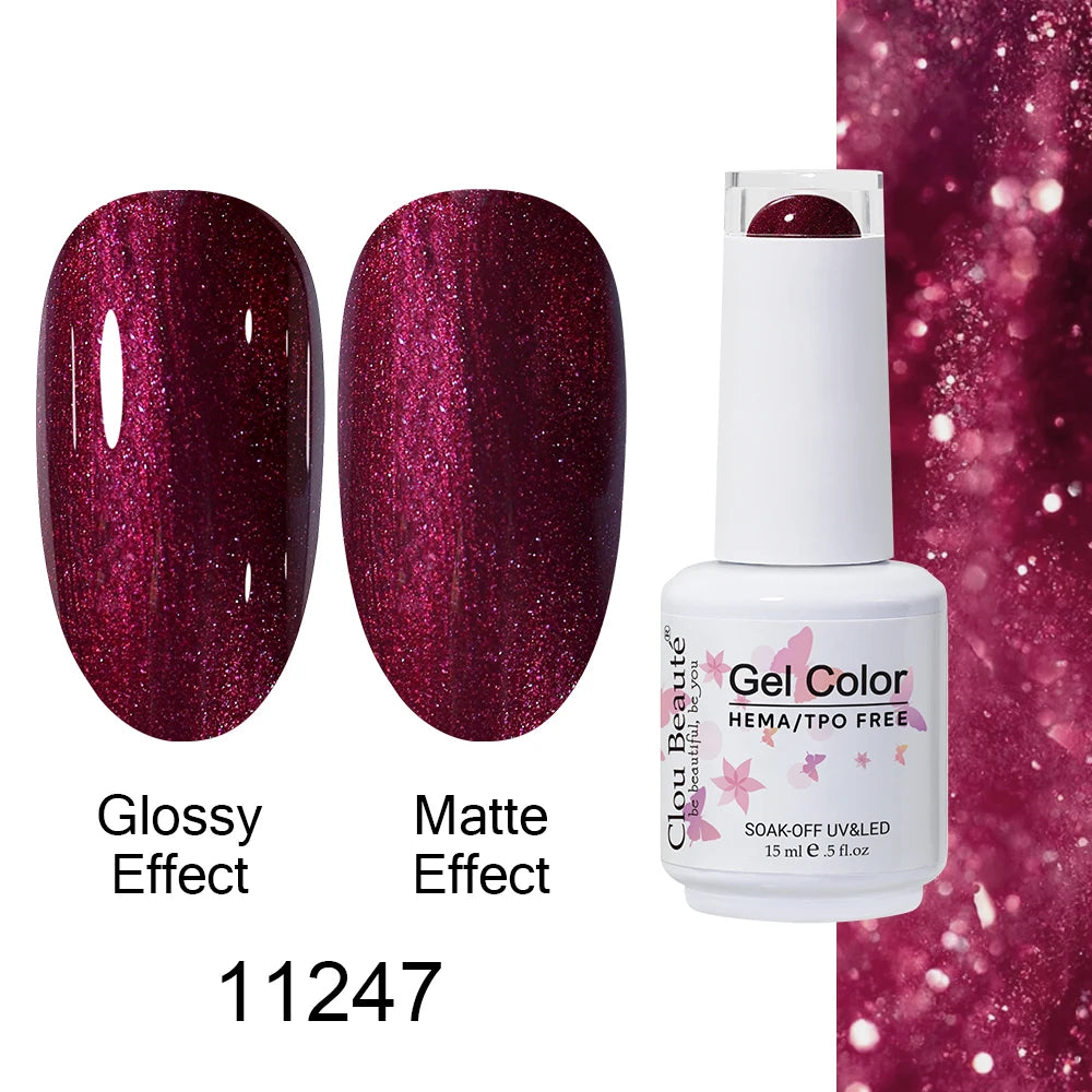 Clou Beaute 15ml HEMA TPO FREE Color Gel Nail Polish Nude Pink Red Green Collection Nail Gel Polish Glitter Soak Off UV LED Gel