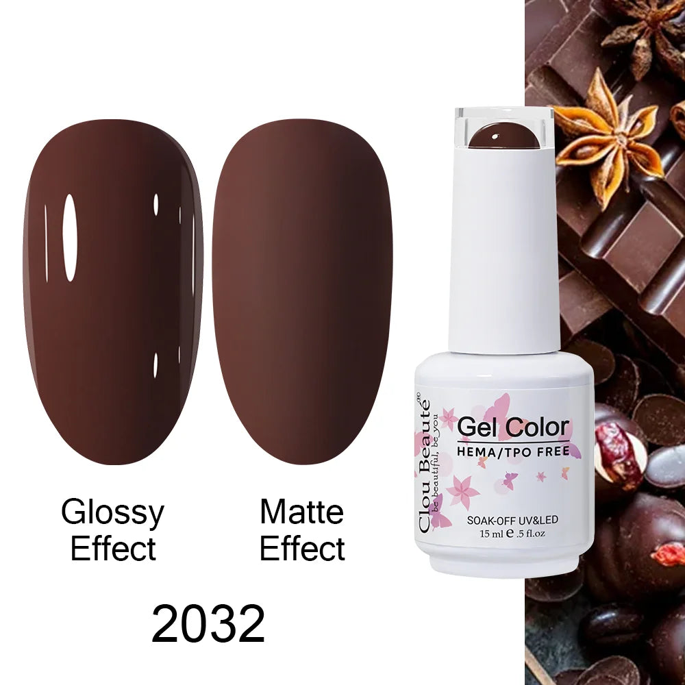 Clou Beaute 15ml HEMA TPO FREE Color Gel Nail Polish Nude Pink Red Green Collection Nail Gel Polish Glitter Soak Off UV LED Gel