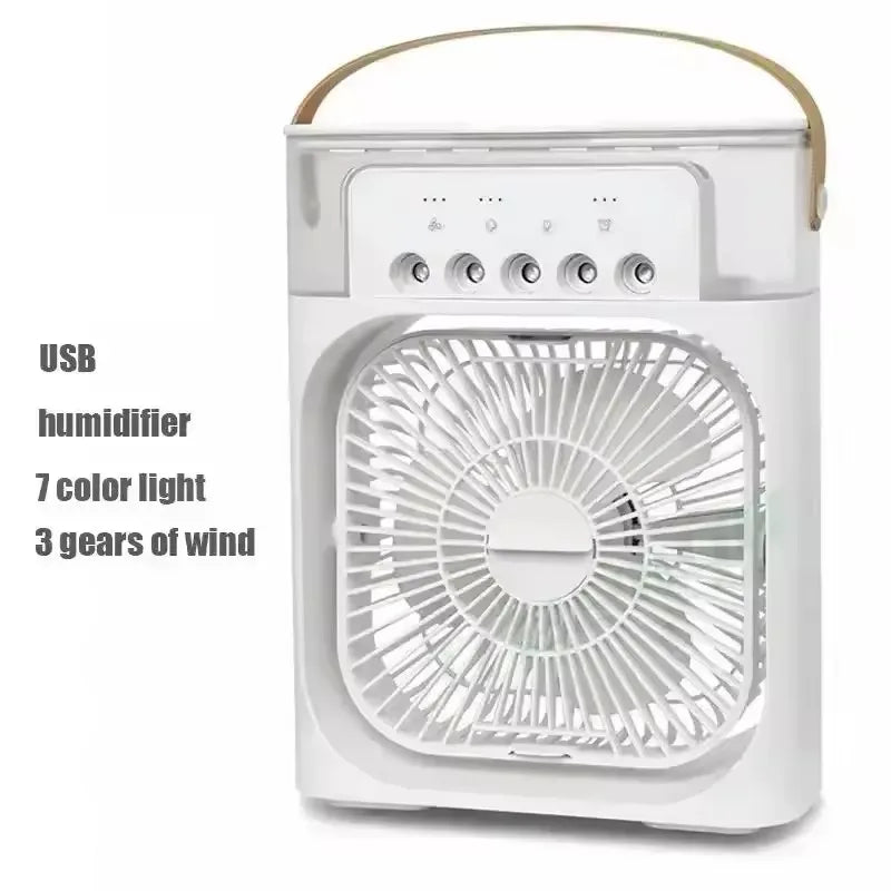 3-in-1 portable humidifying fan, mini USB air conditioning fan with LED night light function, water mist humidification, fun hom