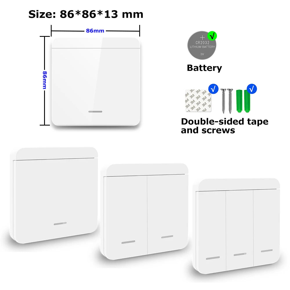RF Wireless Smart Plug 110V 220V 16A High-power Socket and 86 Wireless Push Button Wall Switch with Battery for Home Appliance