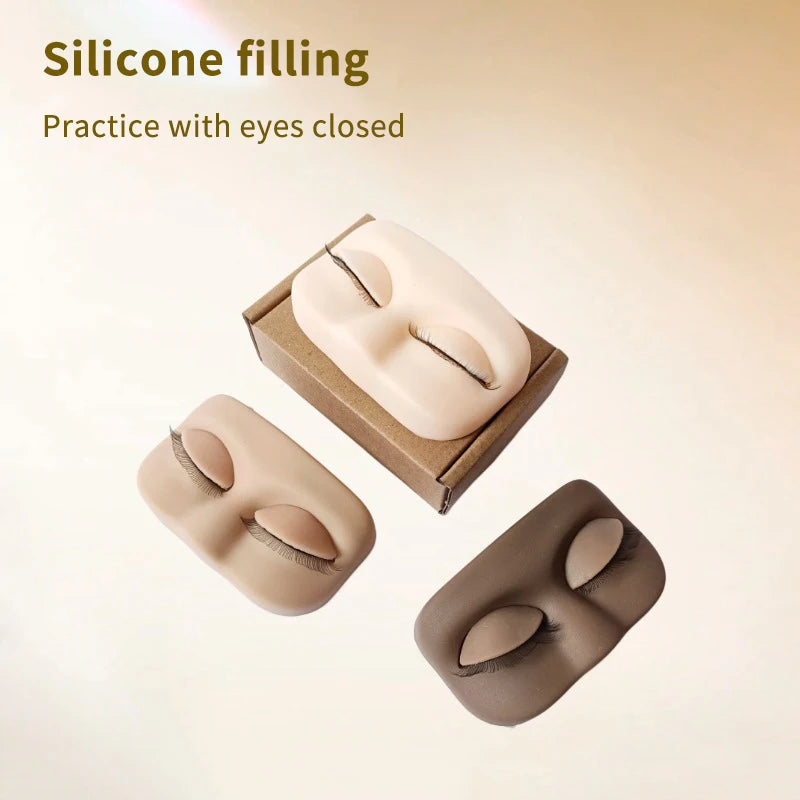 Mini Lash Practice Eyelash Replacement  Training Head Flat Model With Removable  Eyelids With False Eyelashes Head Extension