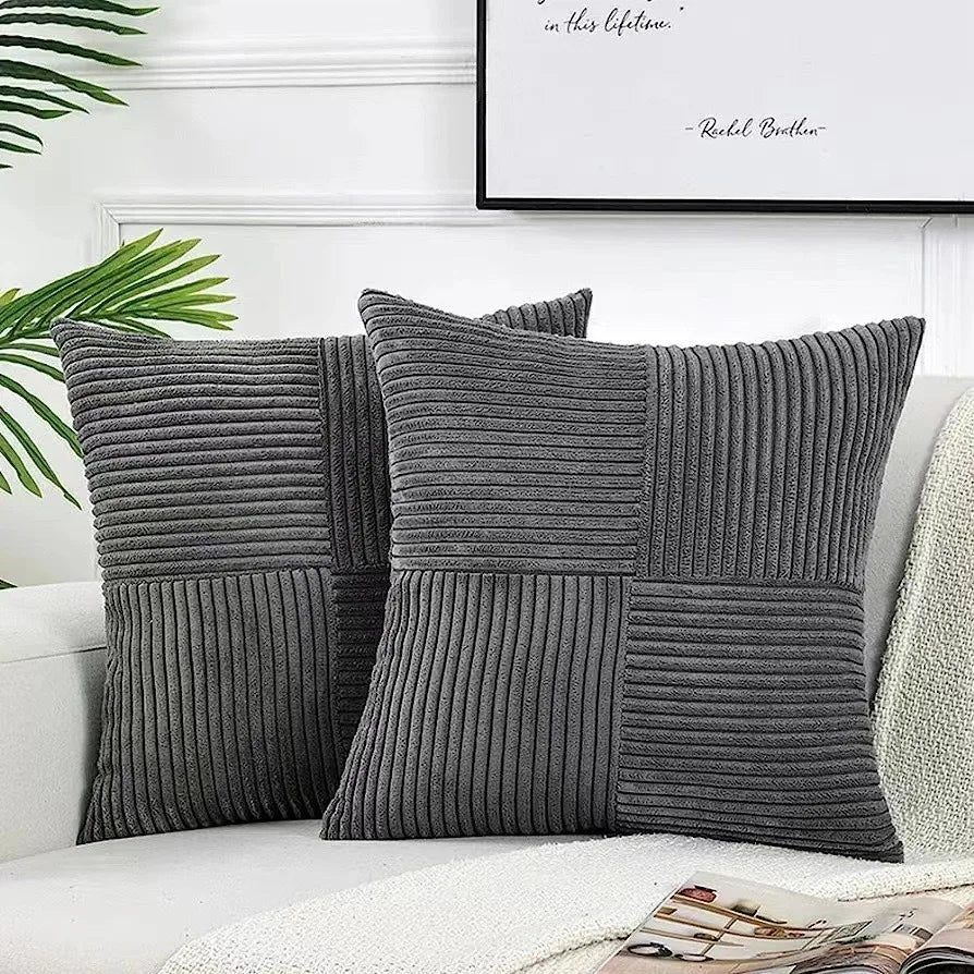Rust Boho Throw Pillow Cover 18x18 Inch for Couch Bed Sofa Soft Corss Corduroy Patchwork Textured Terracotta Accent Cushion Case