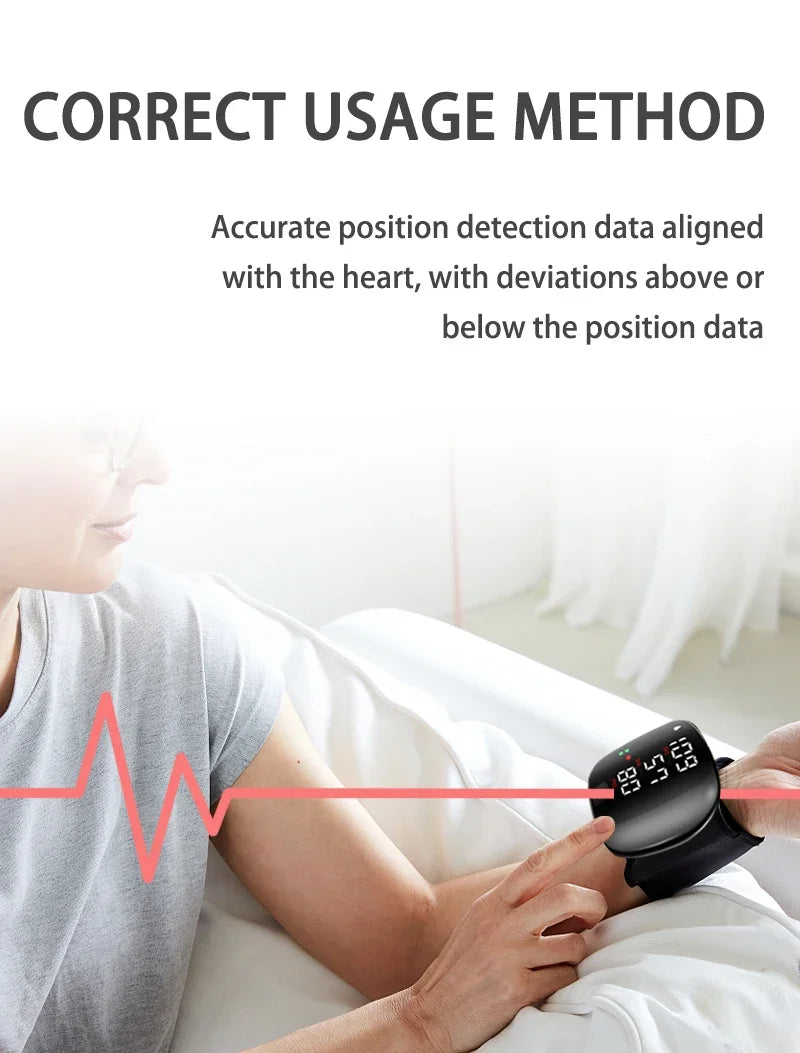 New LED Wrist Blood Pressure Monitor Rechargeable English Voice Broadcast Sphygmomanometer Tonometer BP Monitor