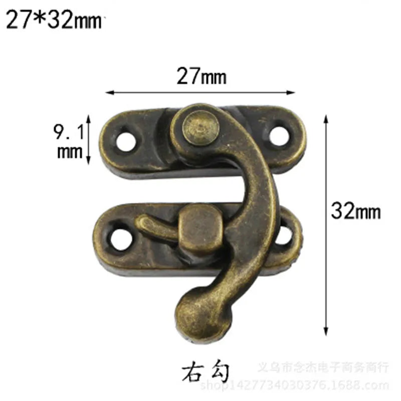 10PCS/bag Vintage Metal Hardware Furniture Wooden Box Leather Bag Hardware Decorative Latch Clasps Lock Padlock Hasp With Screws