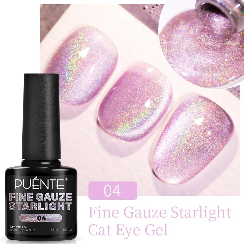 PUENTE 7.5ML Wine Red Cat Magnetic Gel Nail Polish Super Shiny Ruby Red Cat Eye Gel Soak Off UV Semi-Permanent Nail Art Varnish