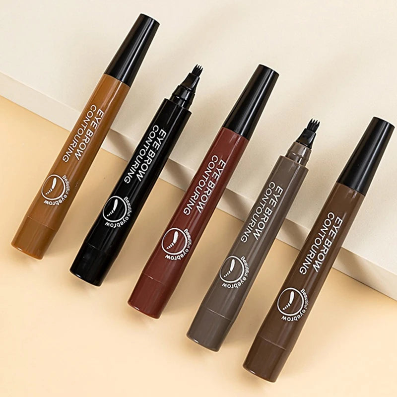 4 Point Eyebrow Pencil 5 Colors Waterproof Liquid Eyebrows Pen Lasting Red Brown Brow Pencil High Quality Eyebrow Makeup Pencil