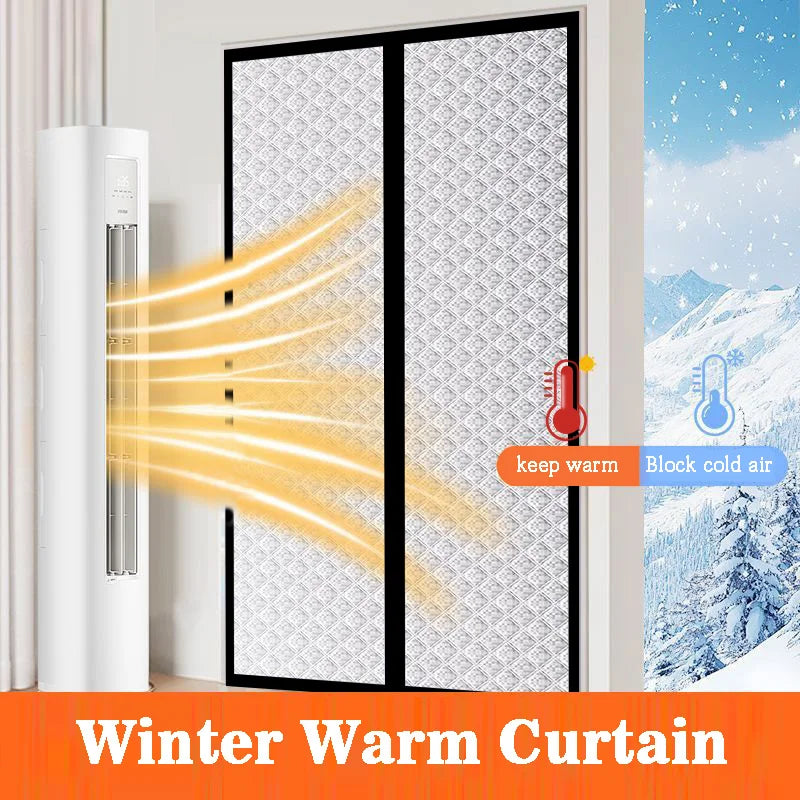 Magnetic winter thick door curtain -  easy to install - No Drilling- Keep Cold Out & Warm In-Windproof partition curtain