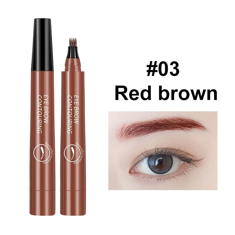 4 Point Eyebrow Pencil 5 Colors Waterproof Liquid Eyebrows Pen Lasting Red Brown Brow Pencil High Quality Eyebrow Makeup Pencil