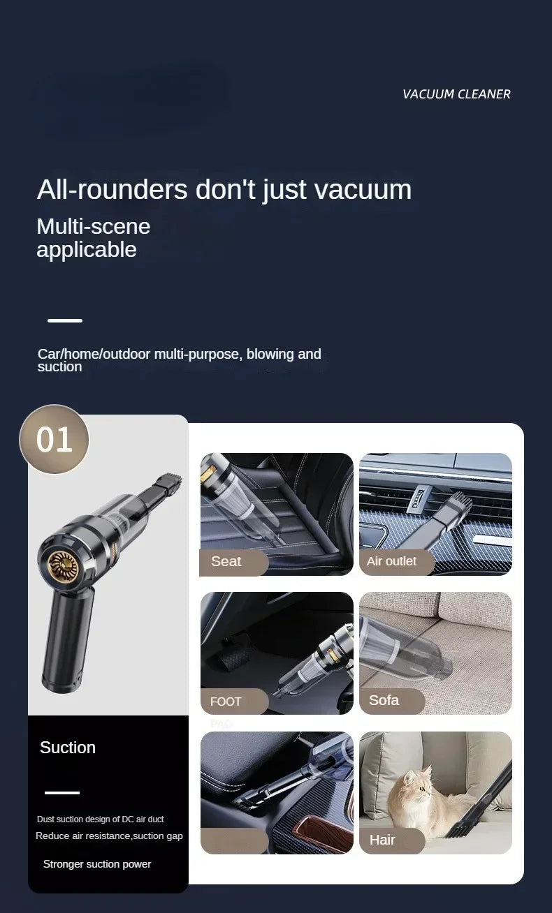 Mini Car Vacuum Cleaner Strong Scution Cordless 998000PA Powerful Wireless Car Cleaner HandHeld Portable Vacuum Cleaner for Car