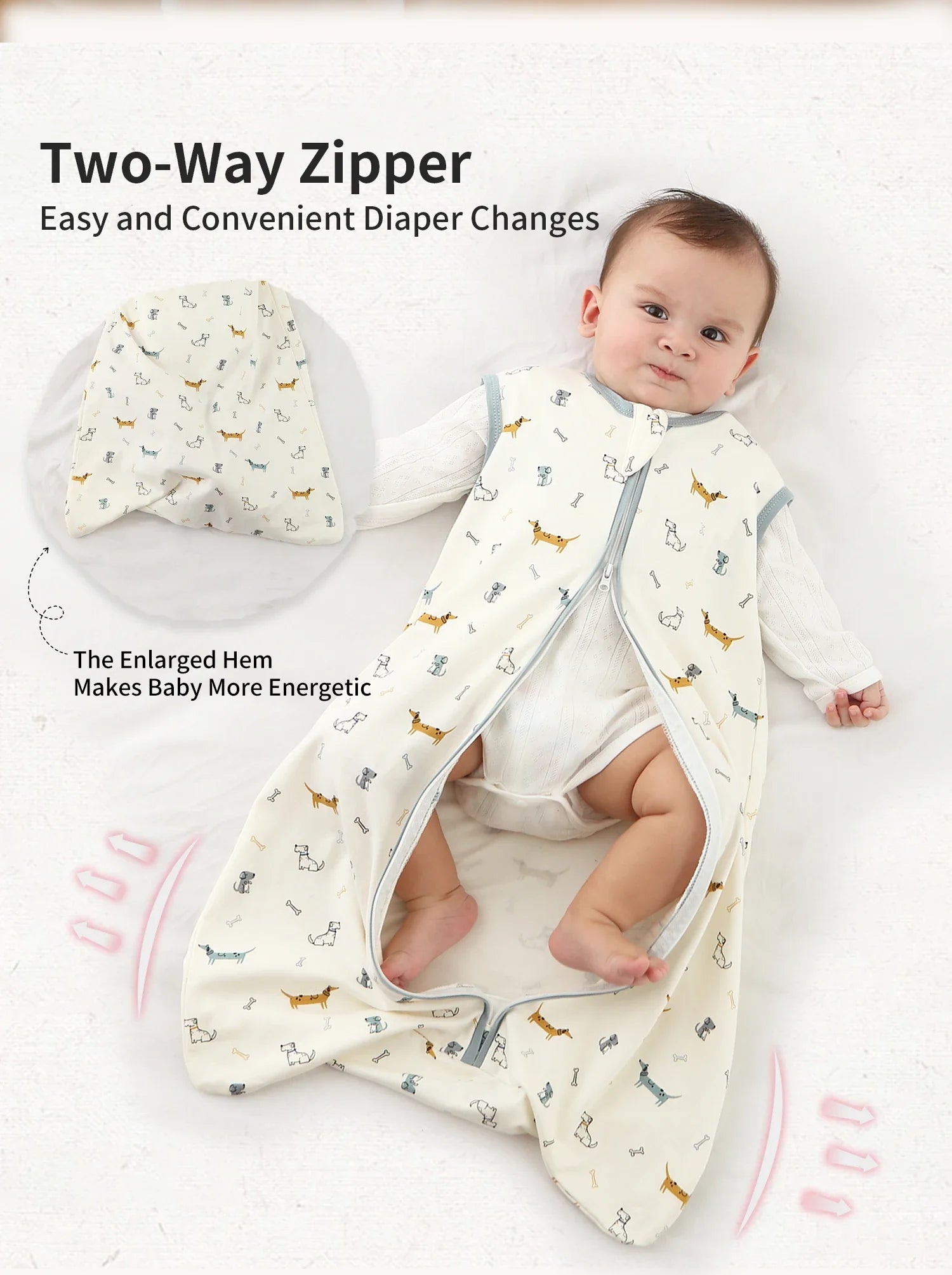 Baby Sleeping Bag Newborn Baby Anti-shock Sleeping Bag Pajamas Baby Pajamas Light Zipper Crawling Suit Anti-kick Cartoon Animal