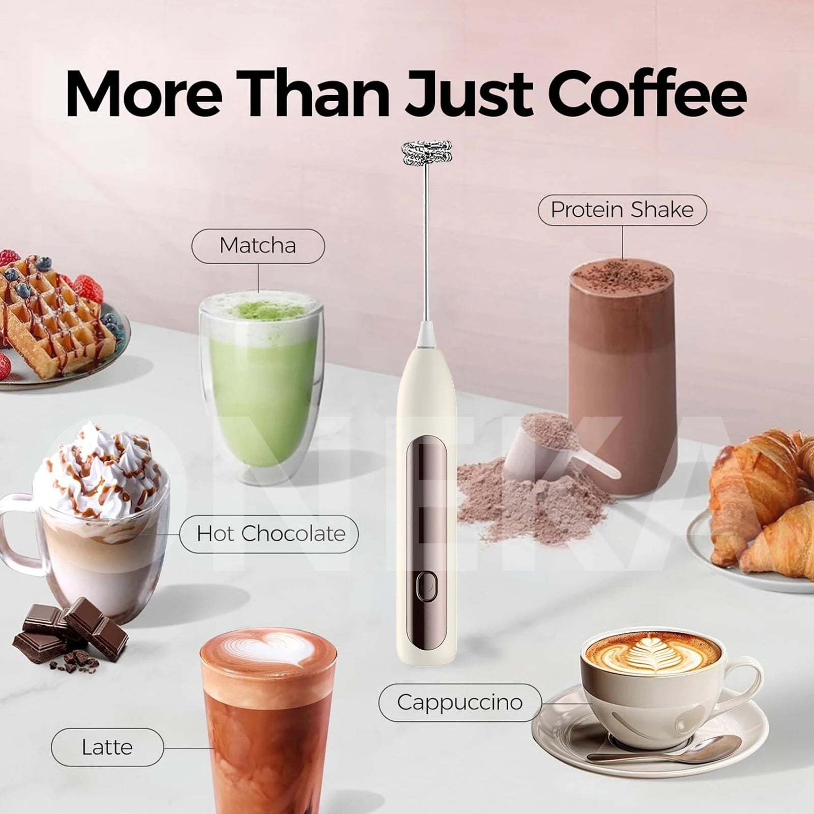 Milk Frother Coffee Frother Handheld Foam Maker Rechargeable Baking Whisk Drink Mixer For Latte Matcha Shake Gift Idea