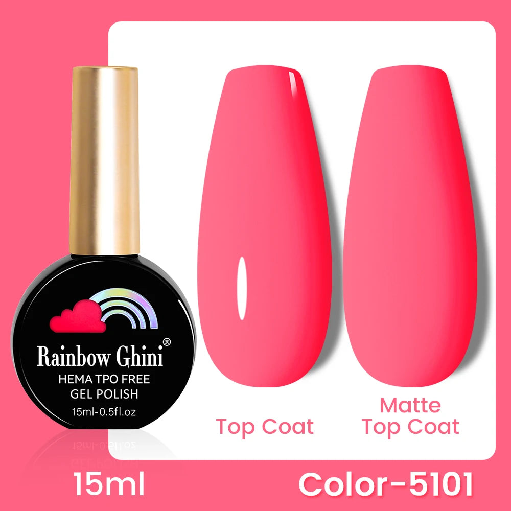 RG 15ML 146Colors HEMA&TPO Free Long Lasting Nail Polish Colorful UV Nail Gel Top Base Coat Supplies For Professional Manicure